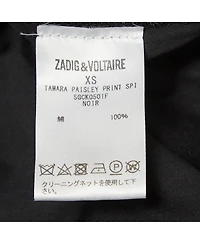 Pre-Owned Zadig & Voltaire Women's Black Tamara Paisley Print Cotton Oversized Shirt