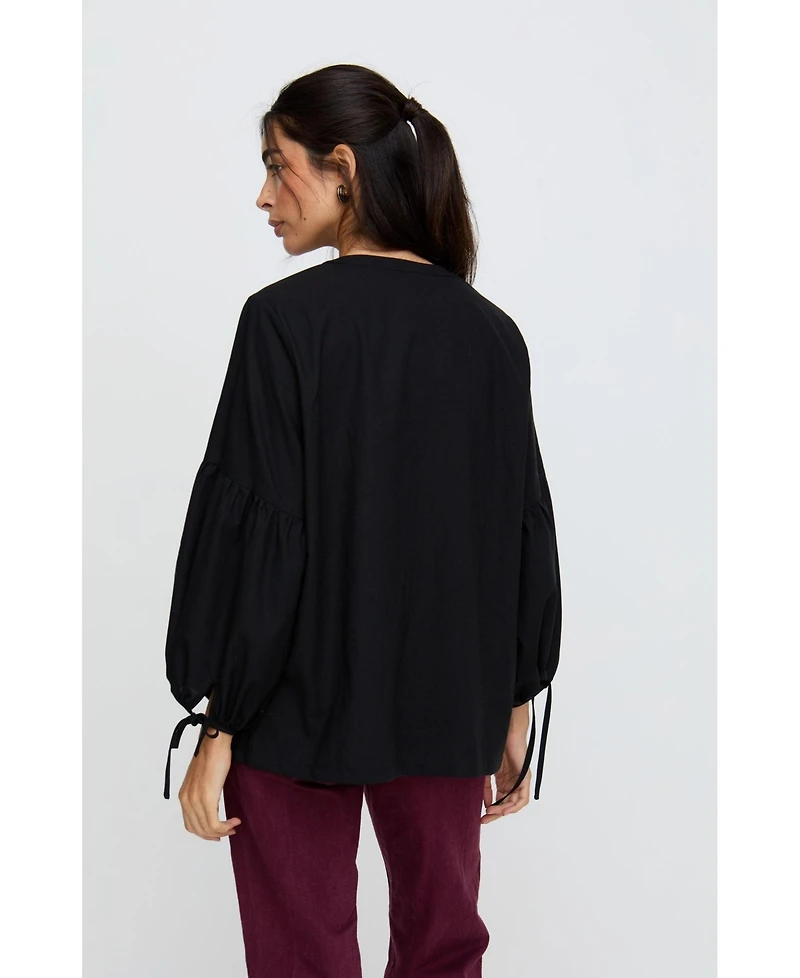 Raffya Women's Anai Half Placket Embroidered Blouse