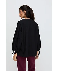 Raffya Women's Anai Half Placket Embroidered Blouse