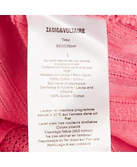 Pre-Owned Zadig & Voltaire Women's Pink Cotton Lace Trimmed Sleeveless Top