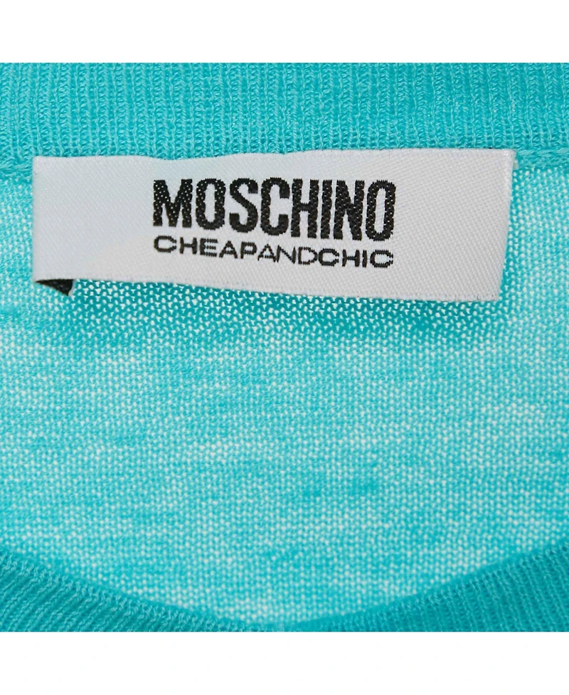Pre-Owned Moschino Women's Cheap And Chic Blue Printed Chiffon And Cotton Knit Cardigan
