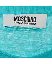 Pre-Owned Moschino Women's Cheap And Chic Blue Printed Chiffon And Cotton Knit Cardigan