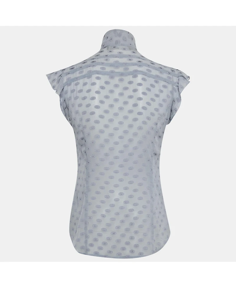 Pre-Owned Love Moschino Women's Fil Coupe Silk Frill Detail Sheer Top