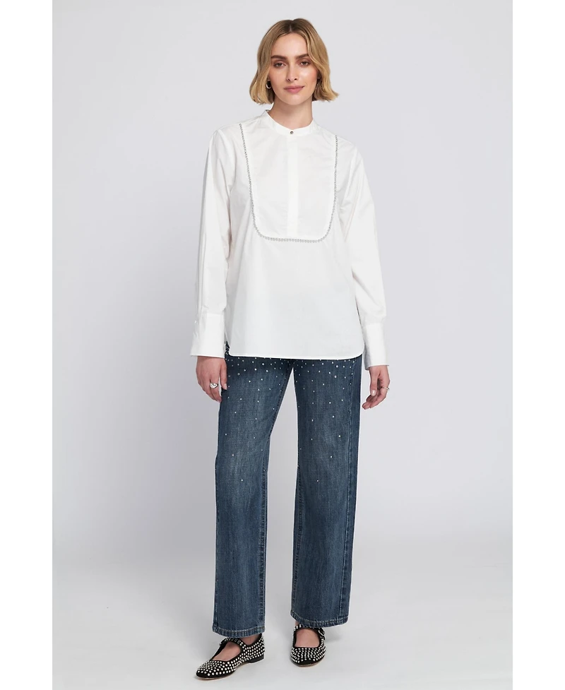 Elle Collection Women's Beaded Shirt Blouse Top