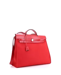 Pre-Owned Hermes Herbag Zip Leather and Toile