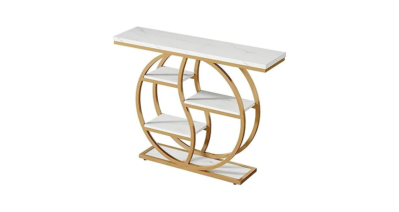 Tribesigns 47.24" Industrial Console Table, 5-Tier Entryway Table with Adjustable Feet