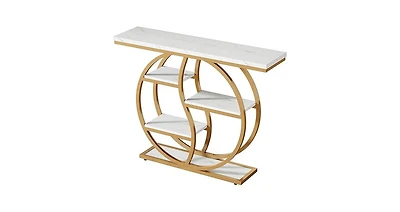 Tribesigns 47.24" Industrial Console Table, 5-Tier Entryway Table with Adjustable Feet