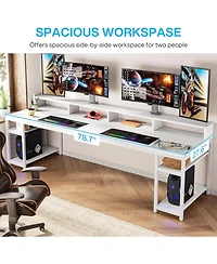 Tribesigns Two Person Desk with Monitor Stand
