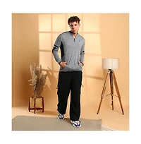 Campus Sutra Men's Grey Heathered Activewear Jacket With Contrast Detail