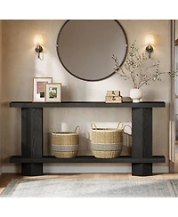 Tribesigns 71-Inch Long Console Table for Entryway, Wooden Sofa Table Behind Couch, Black