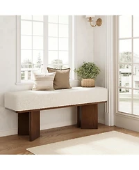 Tribesigns 47-in Shoe Bench with Cushion, Modern Entryway Bench, Rectangle End of Bed Bench