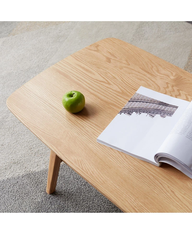 sumyeg Solid Wood Center Table Coffee Table with Natural Wood Finish and Storage Shelf