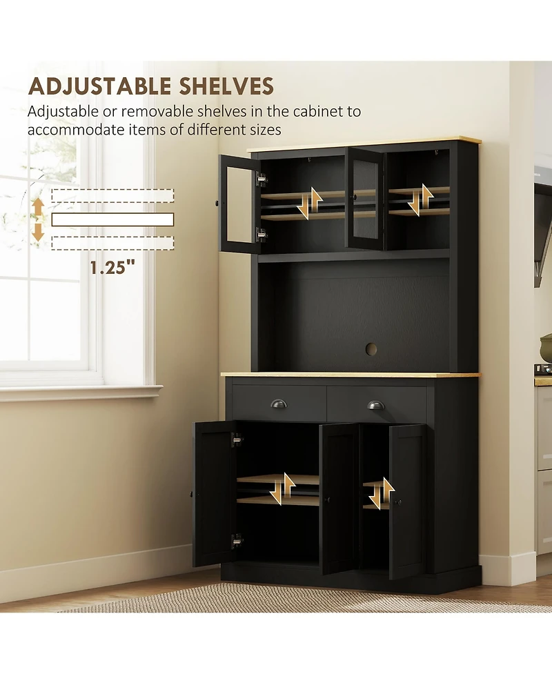 Homcom Kitchen Cabinet with Microwave Sd, 71" Pantry