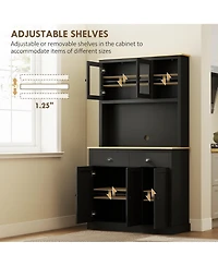 Homcom Kitchen Cabinet with Microwave Sd, 71" Pantry