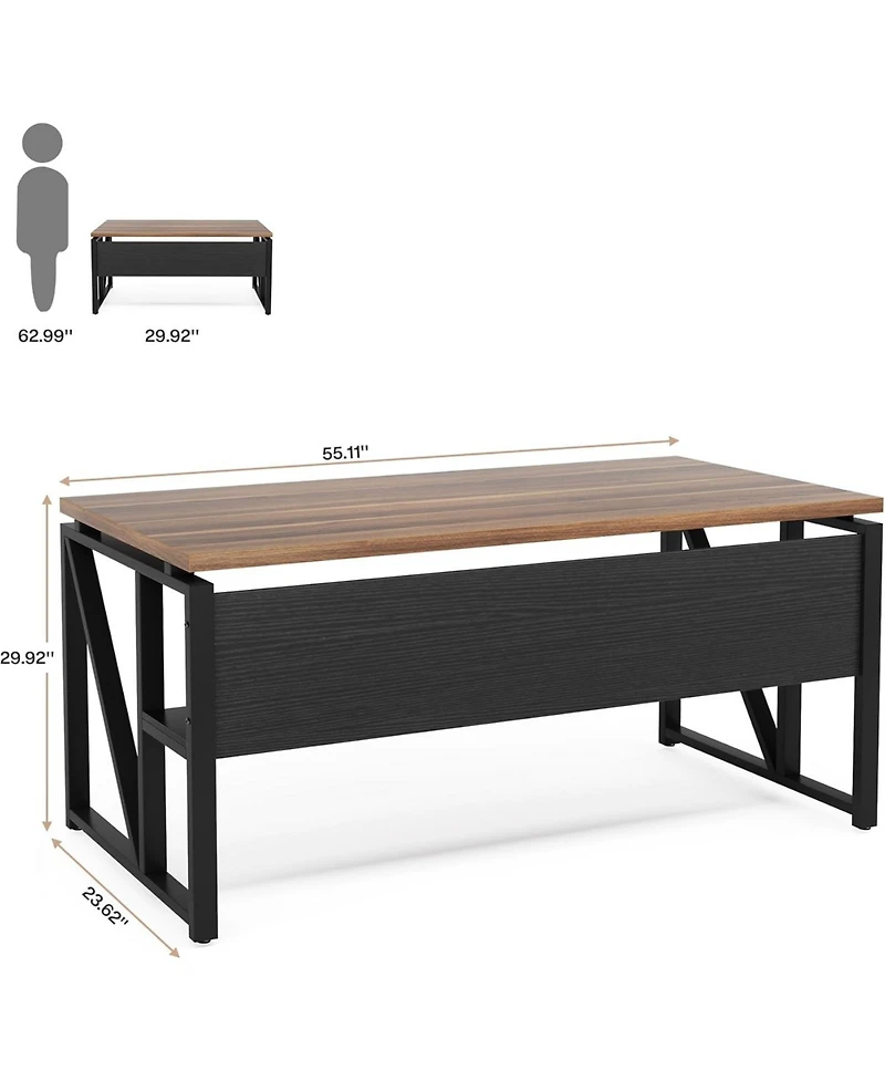 Tribesigns 55 inches Computer Desk with Bottom Storage Shelf Home Office Desk Writing Table for Workstation