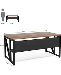 Tribesigns 55 inches Computer Desk with Bottom Storage Shelf Home Office Desk Writing Table for Workstation