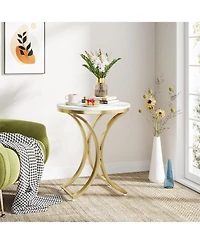 Tribesigns End Table Small Round Faux Marble Sofa Side Table (1 Pcs)