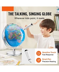 Sugift Talking World Globe 9" Interactive Educational Globe with Talking Pen