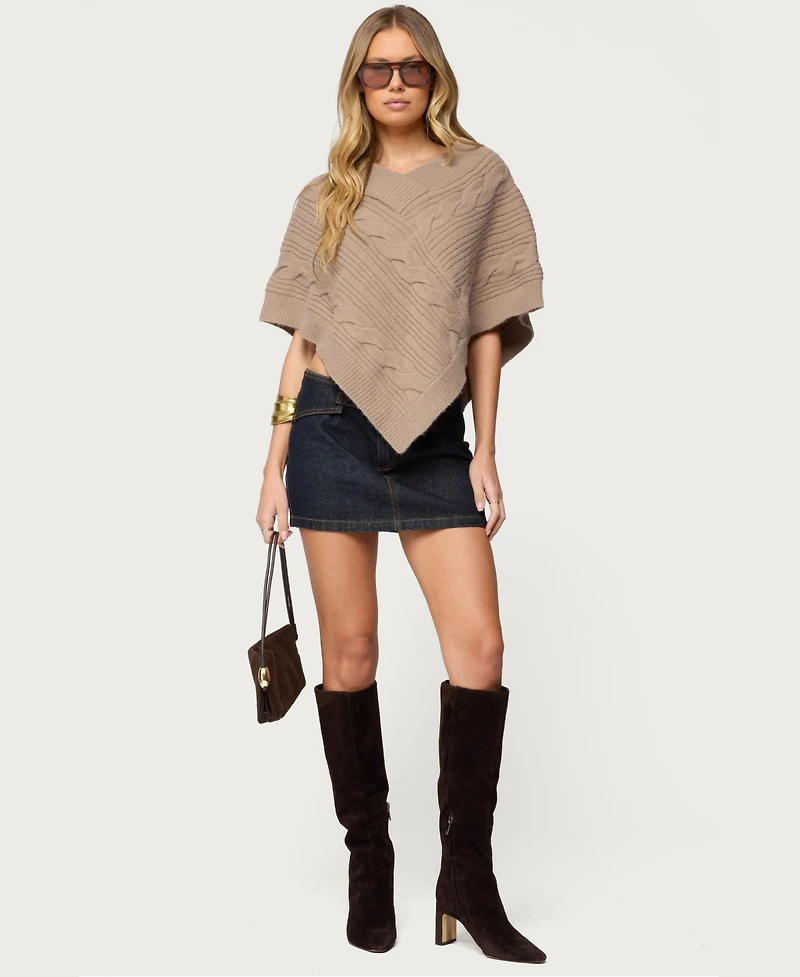 Edikted Women's Vickey Cable Knit Poncho