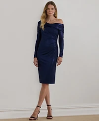Lauren Ralph Women's Metallic Off-the-Shoulder Cocktail Dress