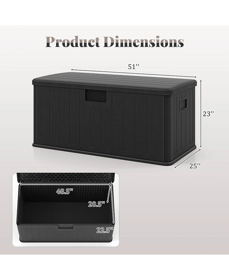 Costway Storage Box with Lockable Design & Gas Strut Handle 2 Person Bench Garden Organizer
