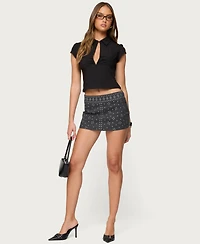 Edikted Women's Reesa Studded Denim Mini Skort