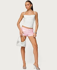 Edikted Women's Lizzie Flower Sequin Micro Shorts