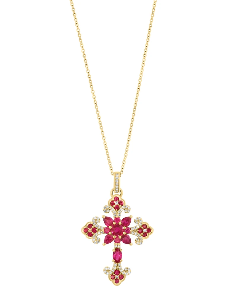 Effy Collection Ruby (2-3/8 ct. t.w.) & Diamond (1/3 ct. t.w.) Pendant Necklace in 14k Rose Gold
