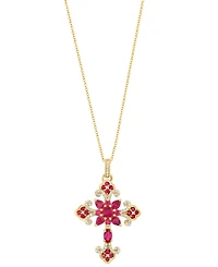 Effy Collection Ruby (2-3/8 ct. t.w.) & Diamond (1/3 ct. t.w.) Pendant Necklace in 14k Rose Gold