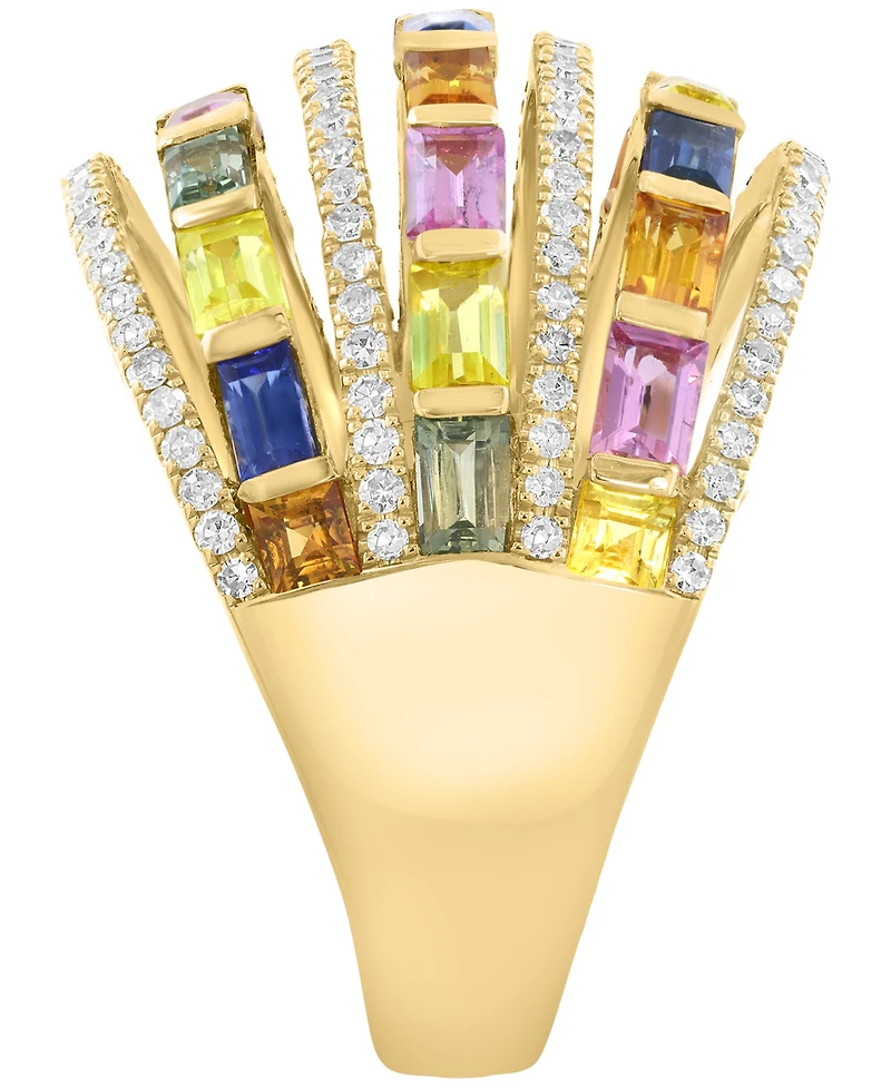 Effy Collection Multi-Sapphire (2-1/5 ct. t.w.) & Diamond (3/8 ct. t.w.) Ring in 14k Yellow Gold