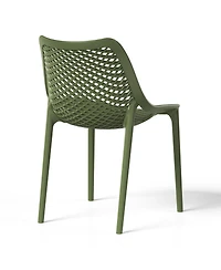 WestinTrends 3-Piece Outdoor Round Metal Dining Table Set And Stackable Resin Patio Side Chairs