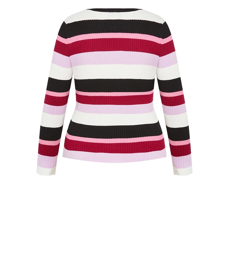 City Chic Plus 70's Stripe Sweater