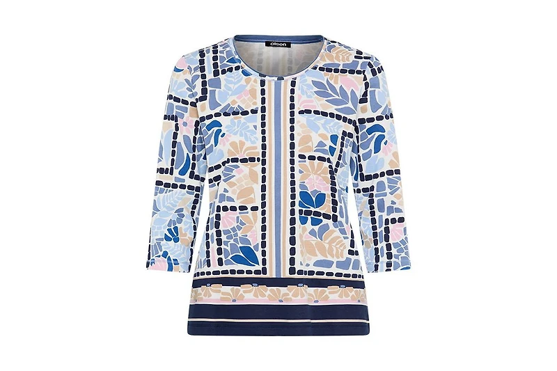 Olsen Women's Floral & Border Print T-Shirt