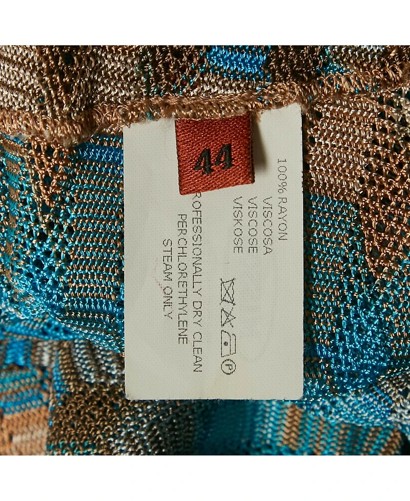 Pre-Owned Missoni Women's Blue Patterned Knit Halter Neck Midi Dress