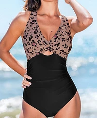 Cupshe Women's Tummy Control Crisscross Wide Straps One Piece Swimsuit
