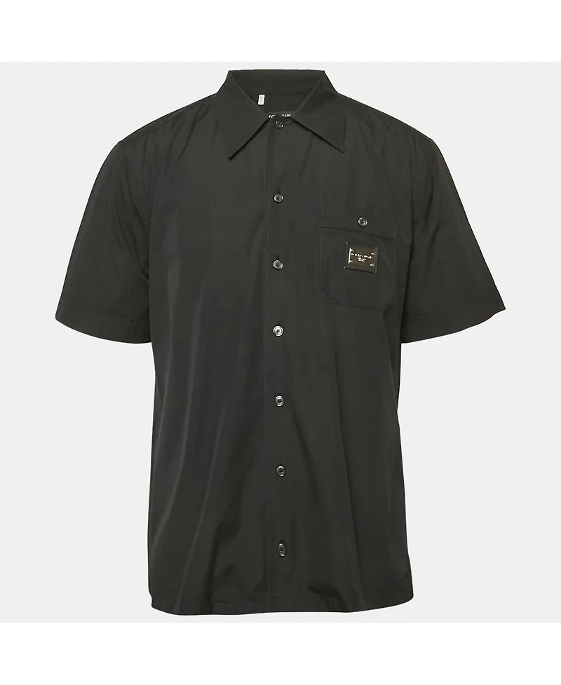 Pre-Owned Dolce & Gabbana Men's Black Cotton Short Sleeve Shirt
