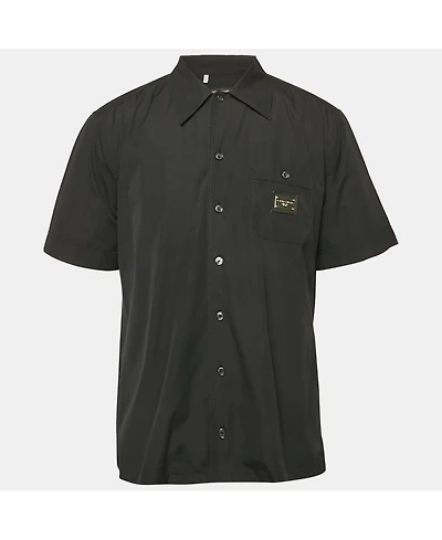 Pre-Owned Dolce & Gabbana Men's Black Cotton Short Sleeve Shirt