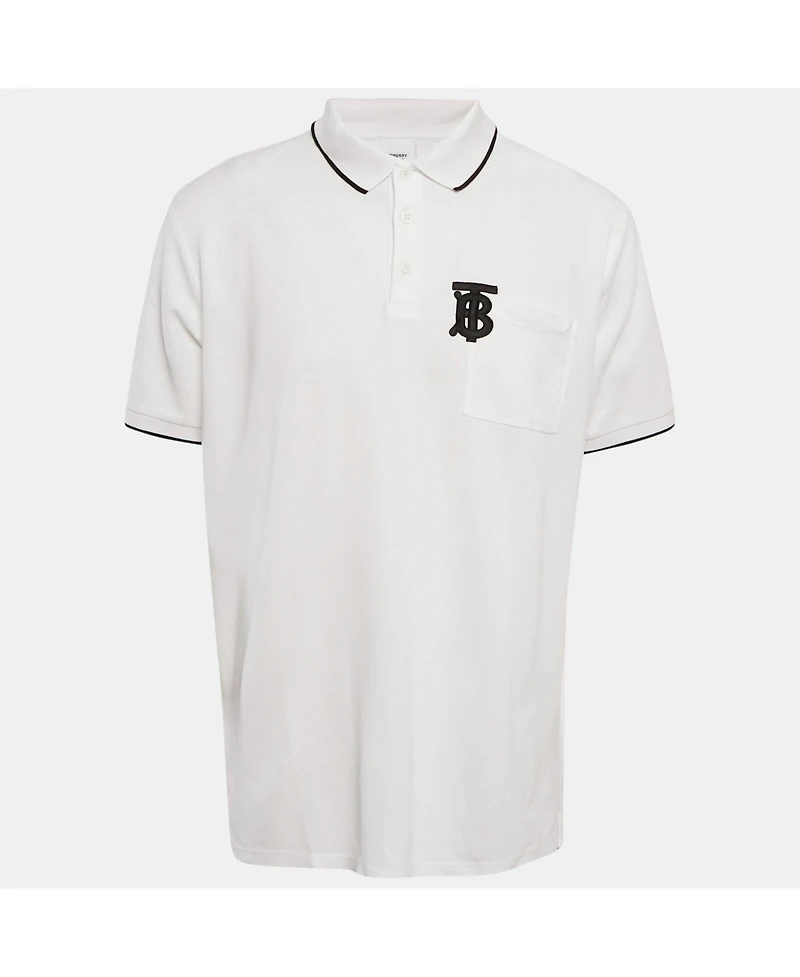 Pre-Owned Burberry Men's Cotton Tb Monogram Pique Polo T-Shirt