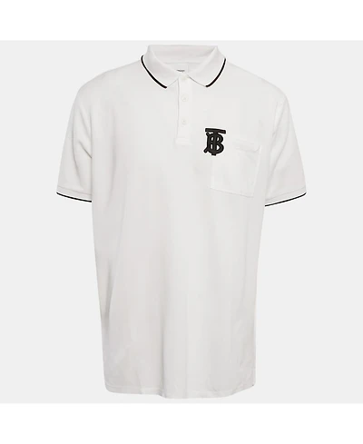 Pre-Owned Burberry Men's Cotton Tb Monogram Pique Polo T-Shirt