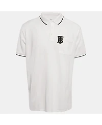 Pre-Owned Burberry Men's Cotton Tb Monogram Pique Polo T-Shirt