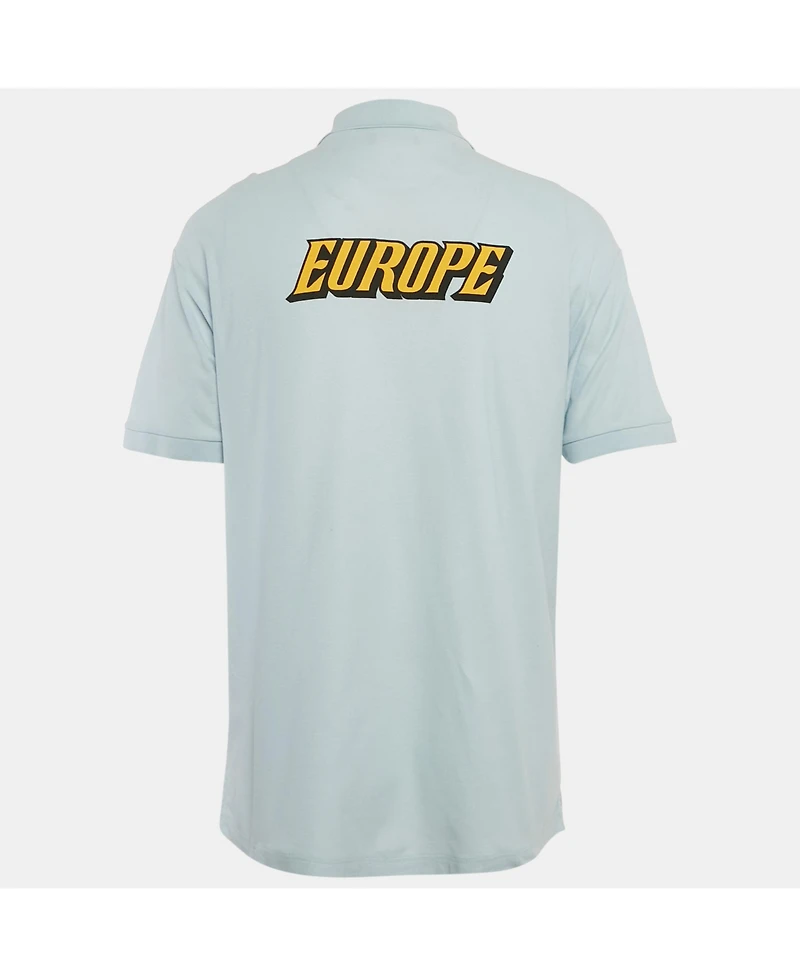 Pre-Owned Balenciaga Men's Europe Print Cotton Pique Polo T-Shirt