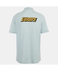 Pre-Owned Balenciaga Men's Europe Print Cotton Pique Polo T-Shirt