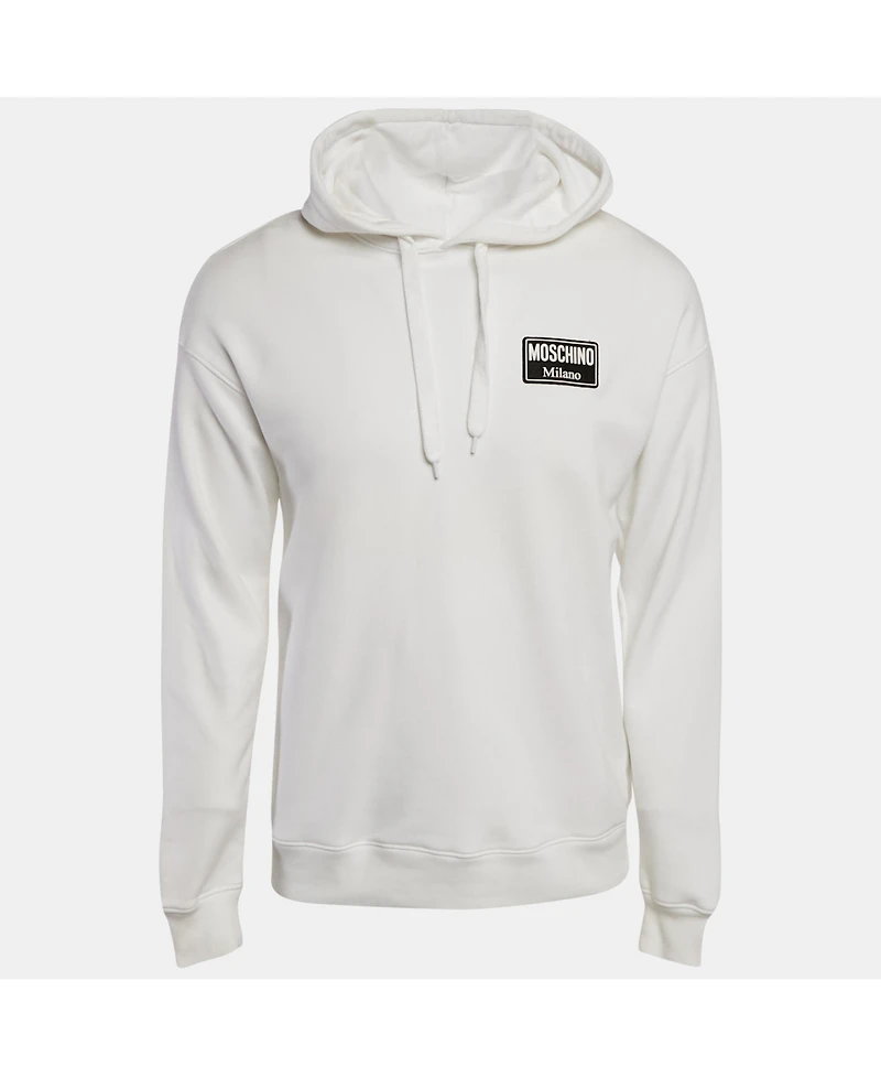 Pre-Owned Moschino Men's Pre-Owned Dolce & Gabbana men Black Floral Flocked Cotton Hoodie