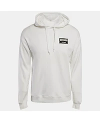 Pre-Owned Moschino Men's Pre-Owned Dolce & Gabbana men Black Floral Flocked Cotton Hoodie