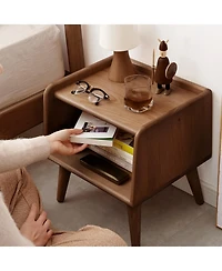 sumyeg Nordic Modern Solid Wood Nightstand Simple Bedside Cabinet Storage