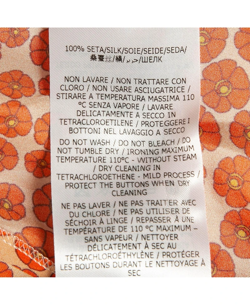 Pre-Owned Stella Mccartney Women's Orange Ditsy Floral Print Silk Trousers