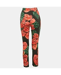 Pre-Owned Dolce & Gabbana Women's Anthurium Print Cotton Trousers