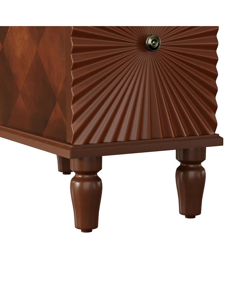 sumyeg Modern Slim Side Table with 2 Drawers Narrow Nightstand