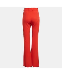 Pre-Owned Roberto Cavalli Women's Red Crepe Flared Charm Trousers