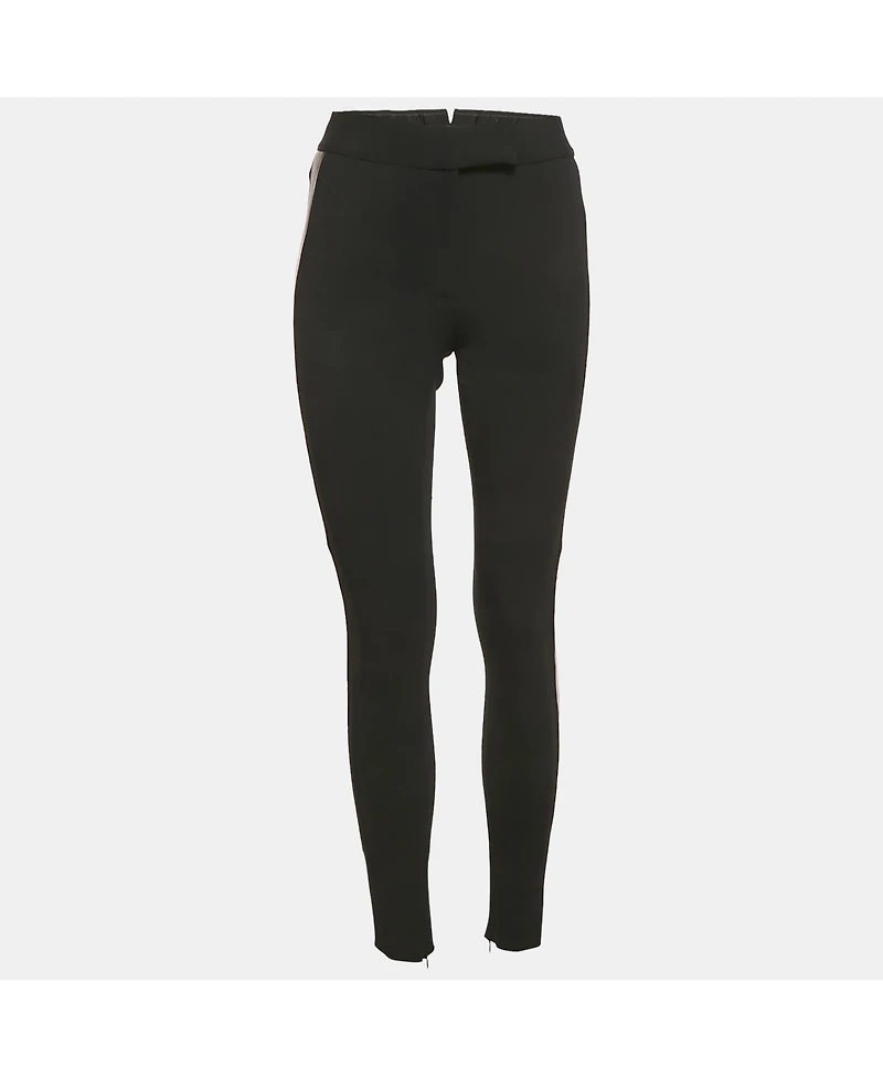 Pre-Owned Tom Ford Women's Black Crepe Leather Trim Trousers